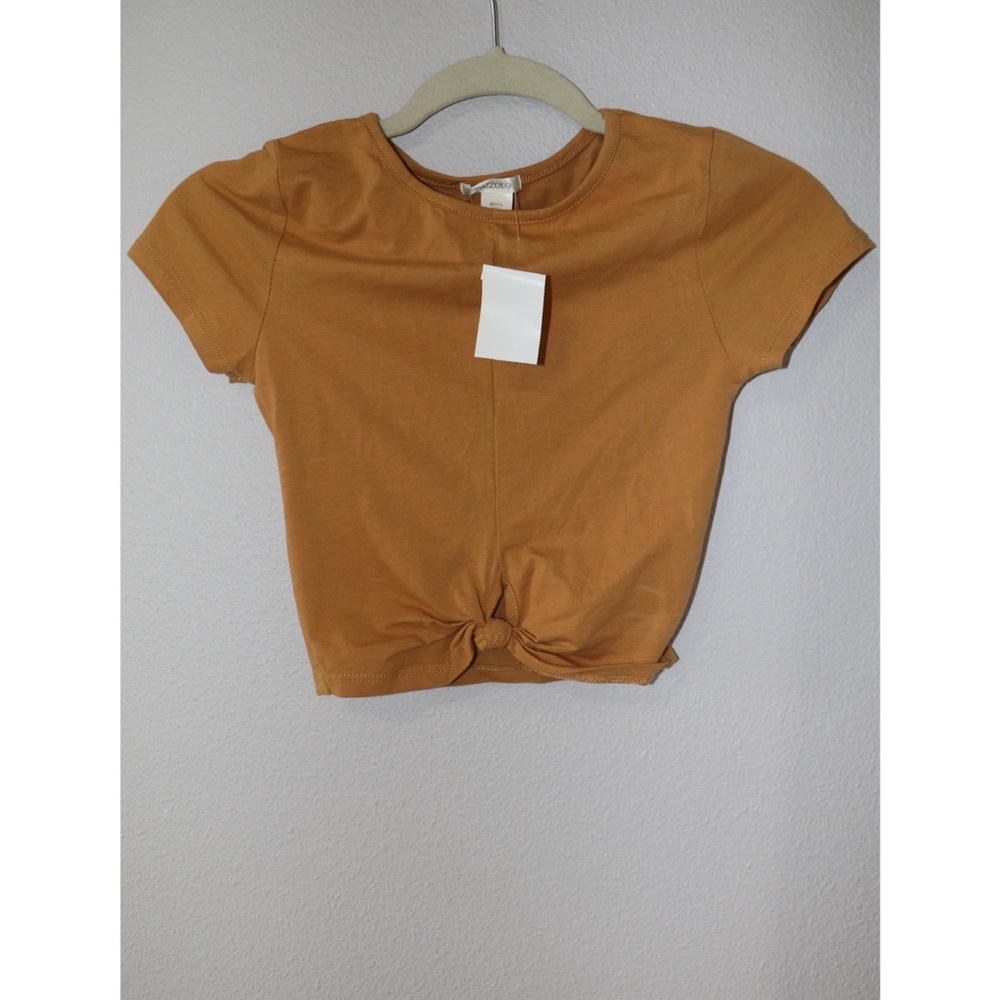 Mustard knot front crop top